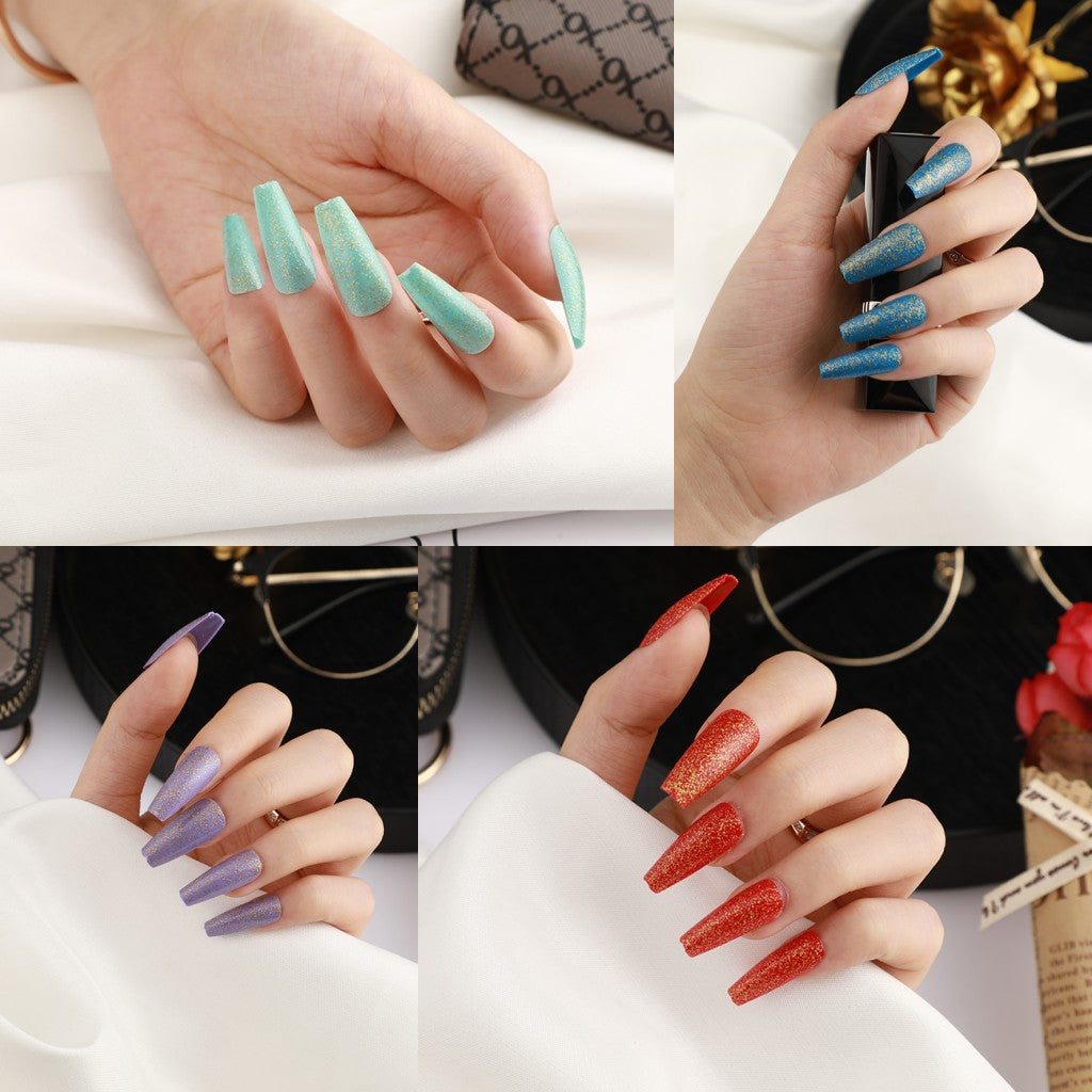 Artificial Nail Set with Elegant Glitter Effect Bowlift