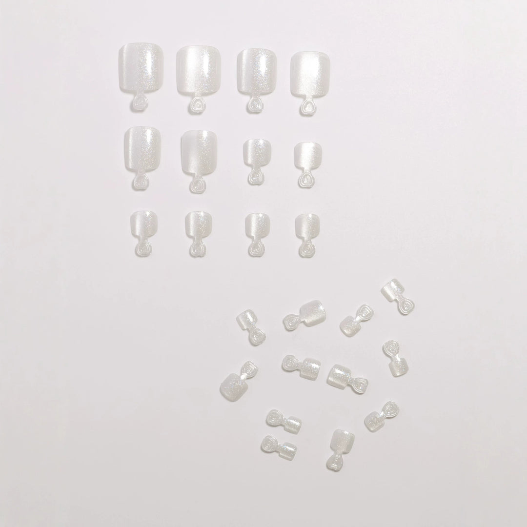 Premium Glittering Pedicure Press-On Nail Set Bowlift