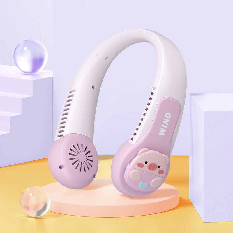 Women Portable Neck Fan with Cute Animal Design Bowlift