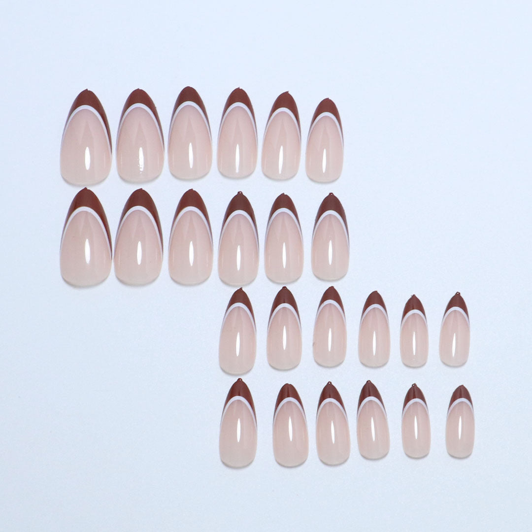 Artistic French Tip Press-On Nails Bowlift