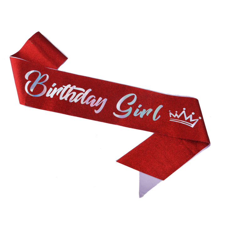 Women's festive birthday sash with glitter Bowlift