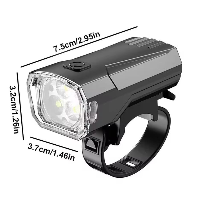 Rechargeable USB Bicycle Front Light with Triple-LED High-Intensity Waterproof Mount Bowlift