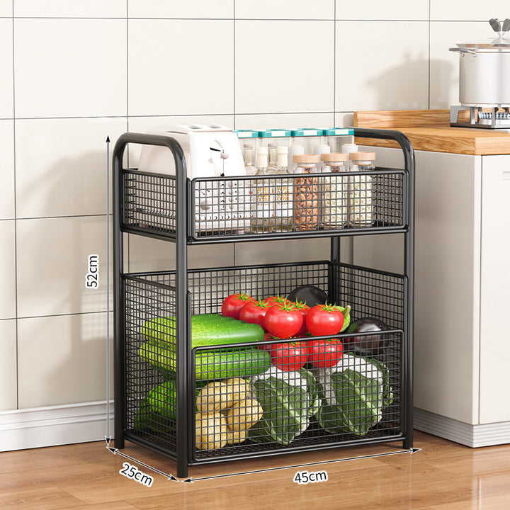 Rolling Kitchen Storage Organizer with Adjustable Mesh Baskets Bowlift