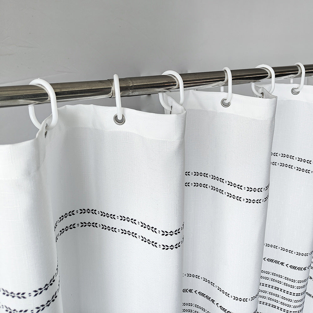Textured Striped Shower Curtain Bowlift