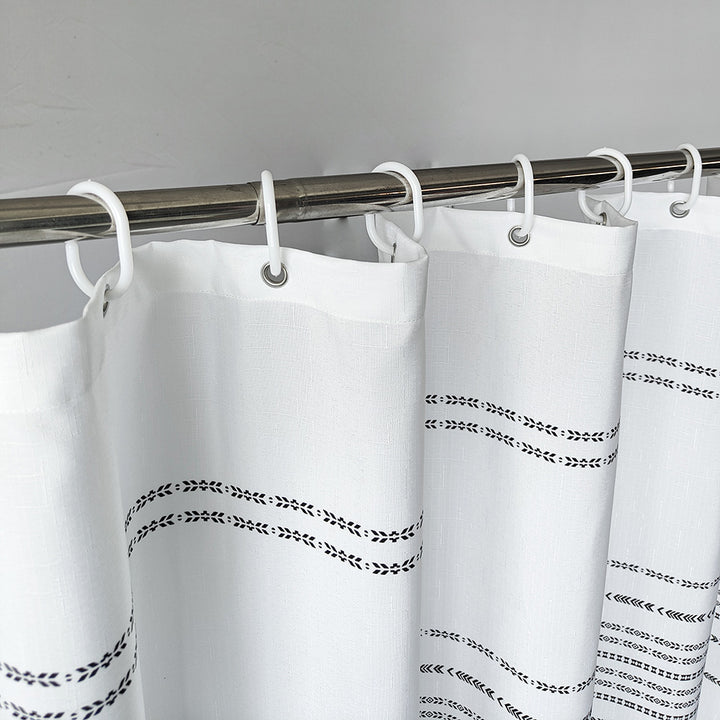 Textured Striped Shower Curtain Bowlift