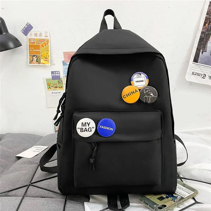 Backpack with Creative Badge Design Bowlift