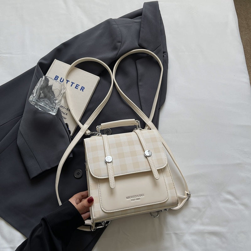 Vintage-Style Checkered Crossbody Bag Bowlift