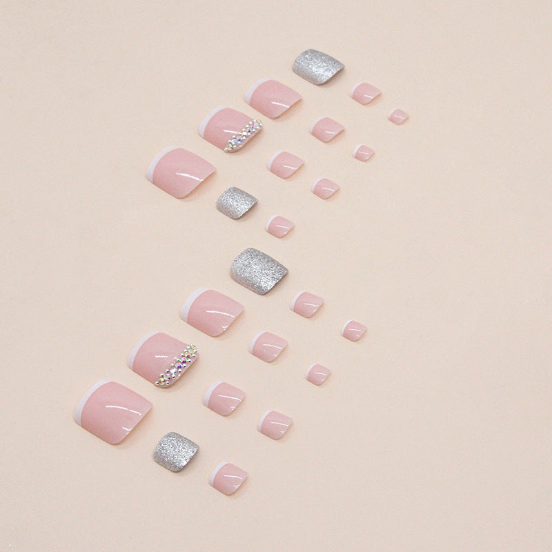 Decorative Rhinestone-Accented Toe Nail Art Bowlift