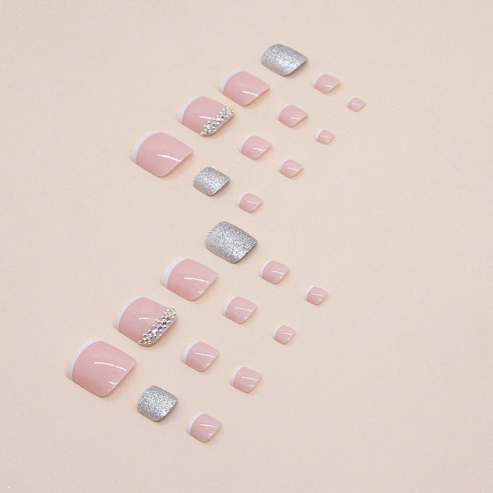 Decorative Rhinestone-Accented Toe Nail Art Bowlift