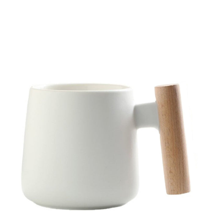 Ceramic Coffee Mug Gift Set with Bamboo Lid Ergonomic Wooden Handle and Gold Spoon Bowlift