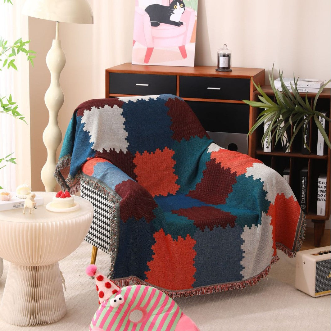Textured Patchwork Design Throw Blanket