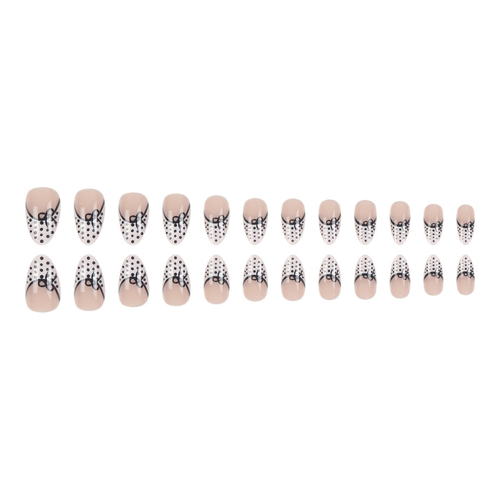 Elegant Stiletto Press-On Nails with Polka Dot Design and Bow Accents Bowlift