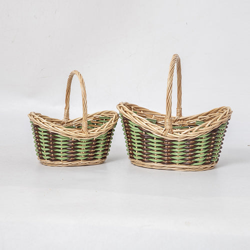 Basket with ergonomic carrying handle