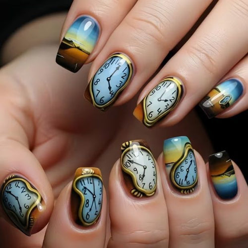 Artistic Time-Themed Nail Art Bowlift