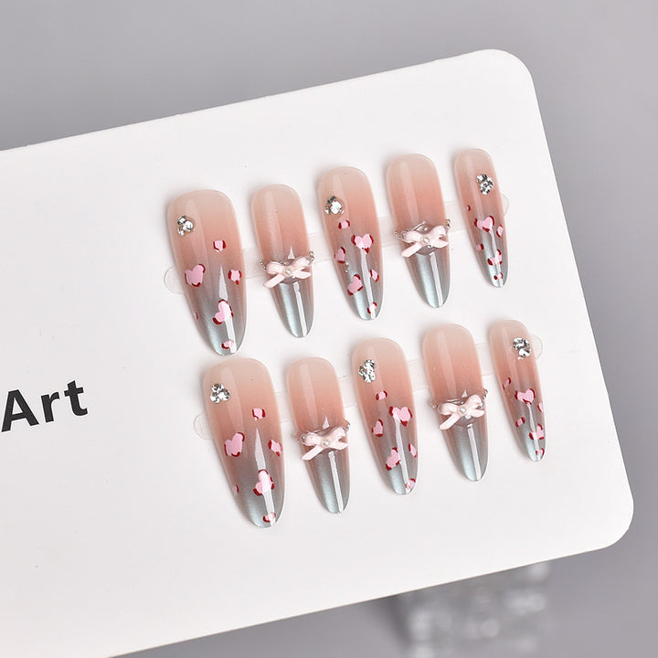 Glamorous Heart-Themed Press-On Nail Set Bowlift