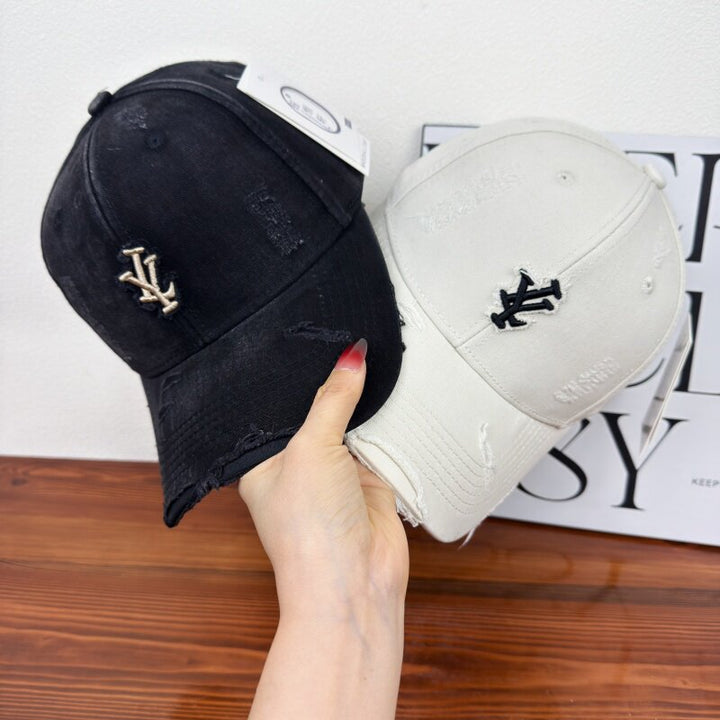 Men's Distressed Denim Adjustable Baseball Cap Bowlift