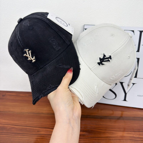 Men's Distressed Denim Adjustable Baseball Cap Bowlift