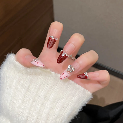 Glamorous Rhinestone-Embellished Stiletto Press-On Nails Bowlift