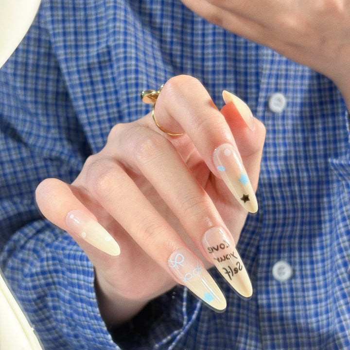Star-Accent Press-On Nail Set Bowlift