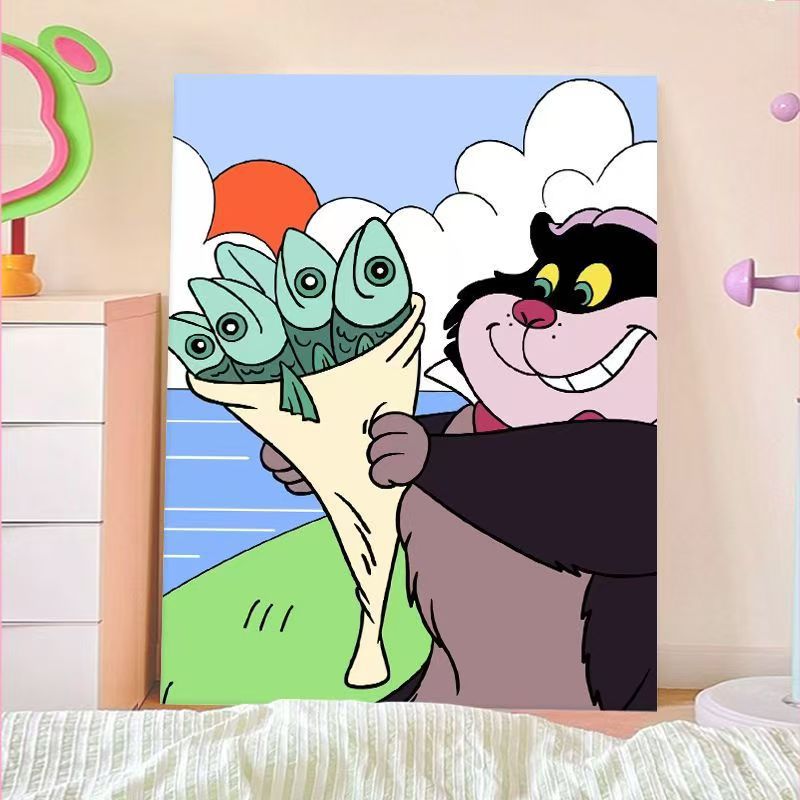 Playful Cartoon Cat Wall Art Bowlift