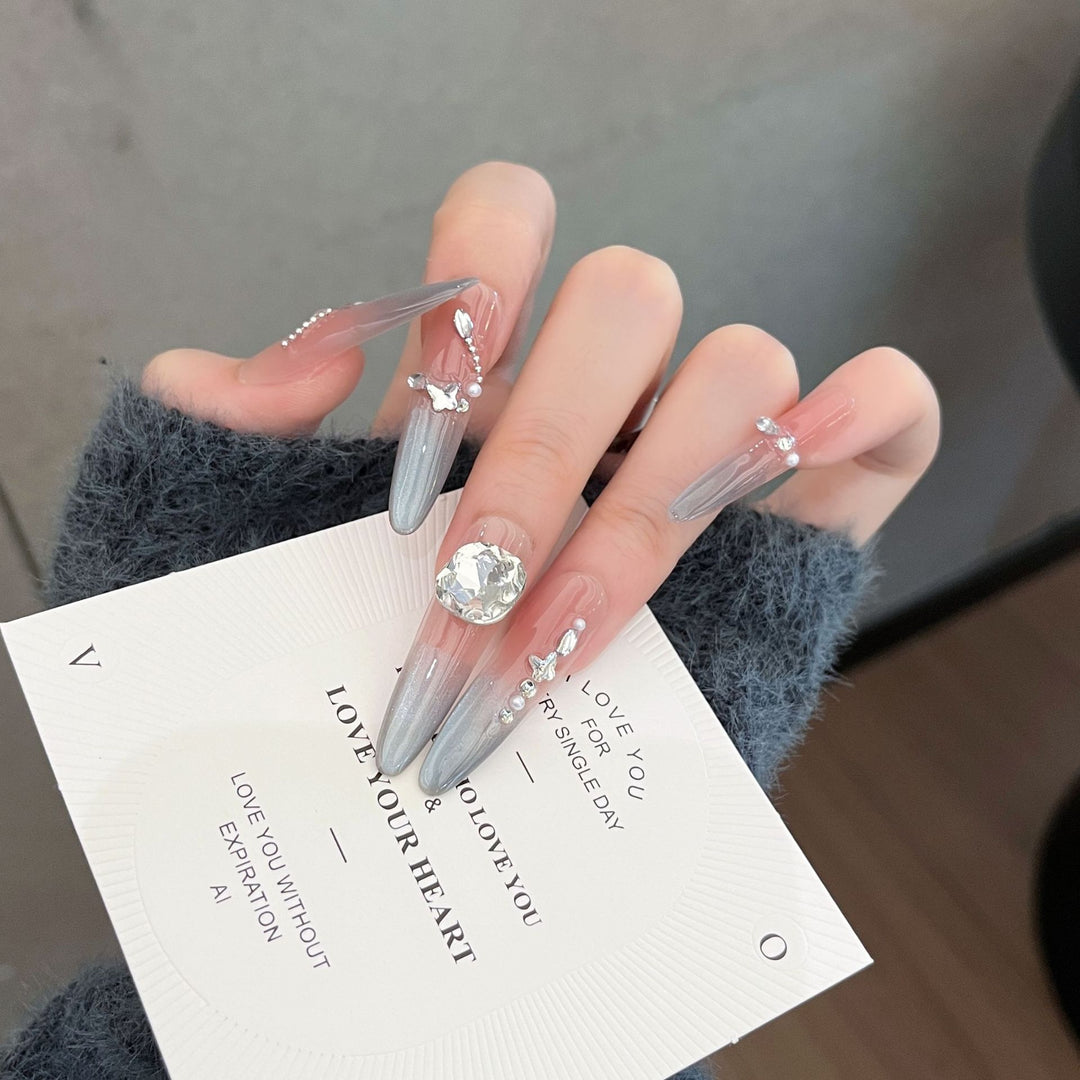 Artistic Press-On Nail Set Bowlift