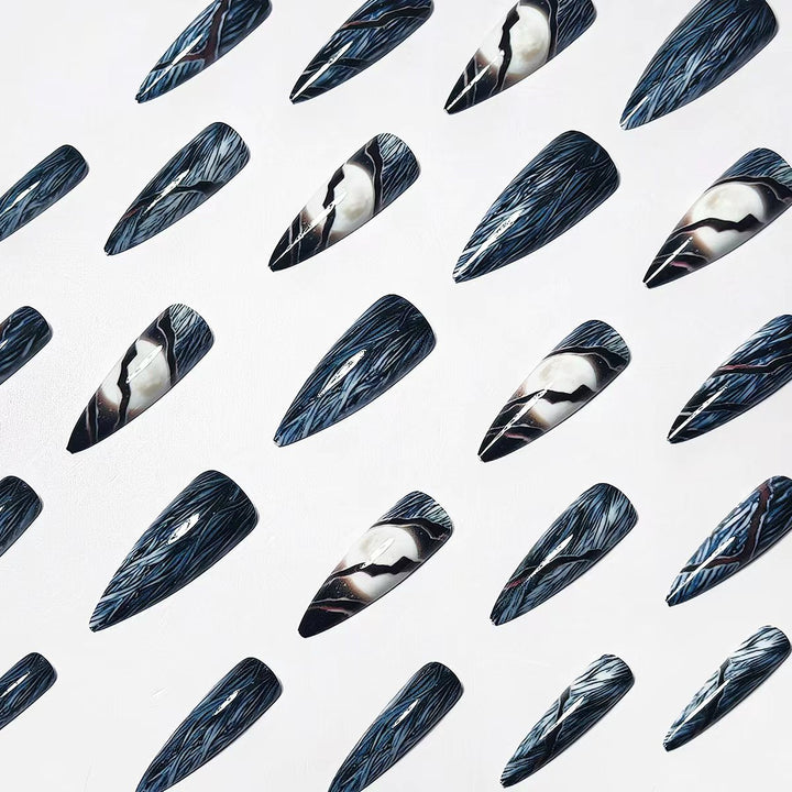 Artificial Nails in Futuristic Moon Design Bowlift