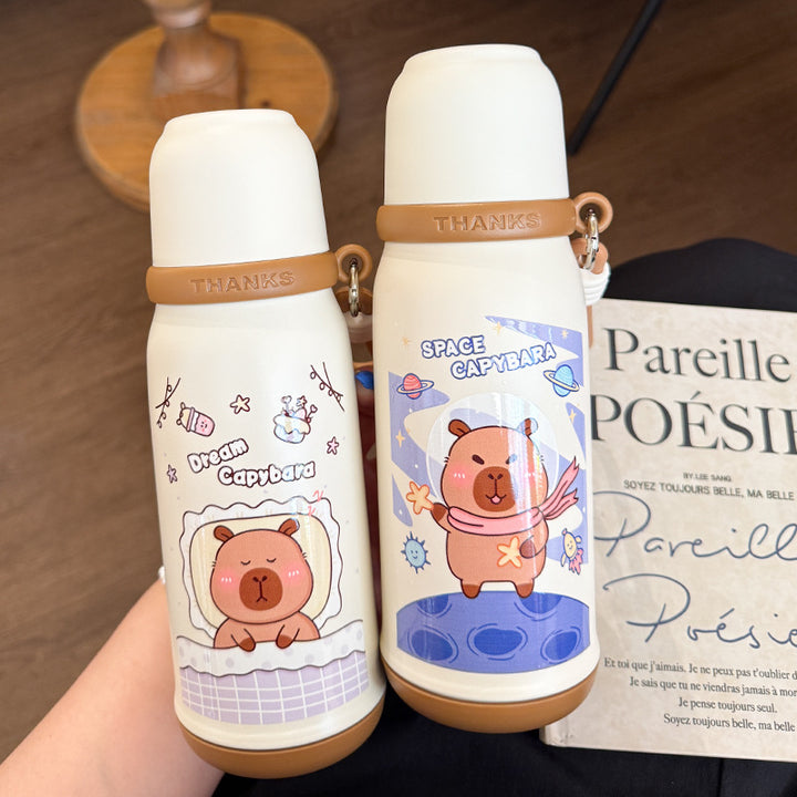 Women's insulated drinking bottle with animal design and practical carrying strap Bowlift