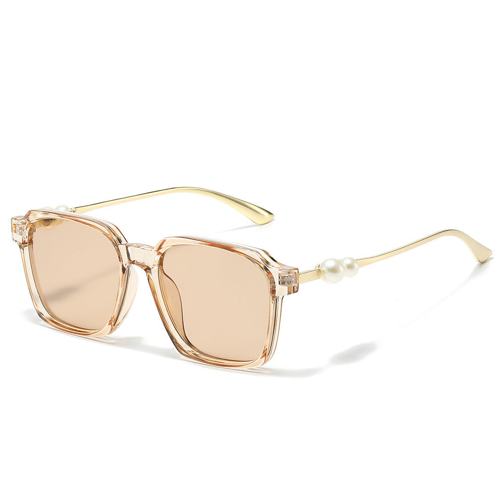 Chic Square Frame Sunglasses with Pearl Accents Bowlift