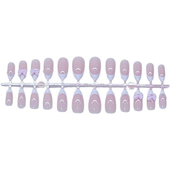 Elegant Artificial Nails with Bows and Pearl Design Bowlift