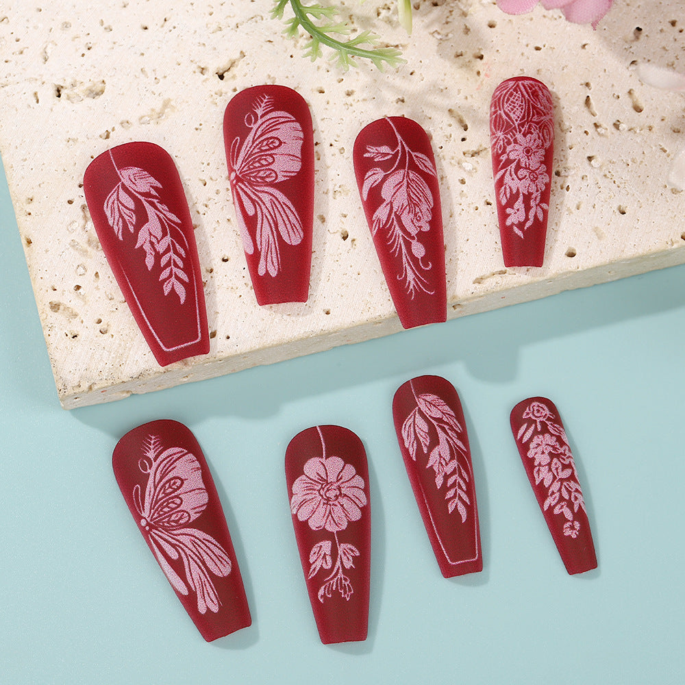 Artificial Nail Set with Floral Designs Bowlift
