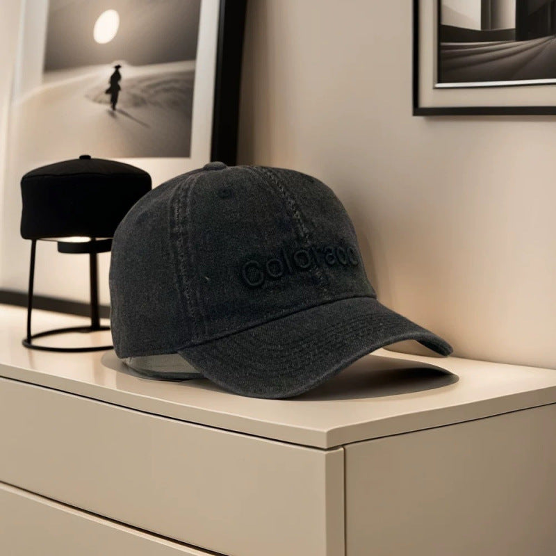 Women's Distressed Cotton Baseball Cap with Embroidered Detail Bowlift
