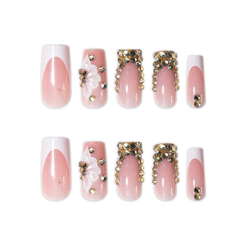 Luxurious Rhinestone Embellished Nail Extensions Bowlift
