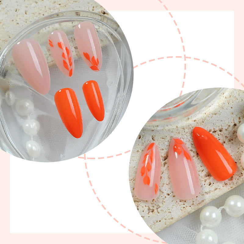 Artistic Press-On Nail Set with Seasonal Floral Designs Bowlift