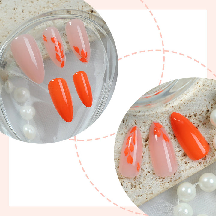 Artistic Press-On Nail Set with Seasonal Floral Designs Bowlift