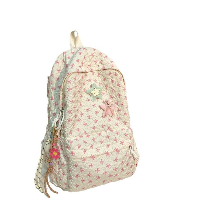 Quilted Floral Patterned Backpack Bowlift