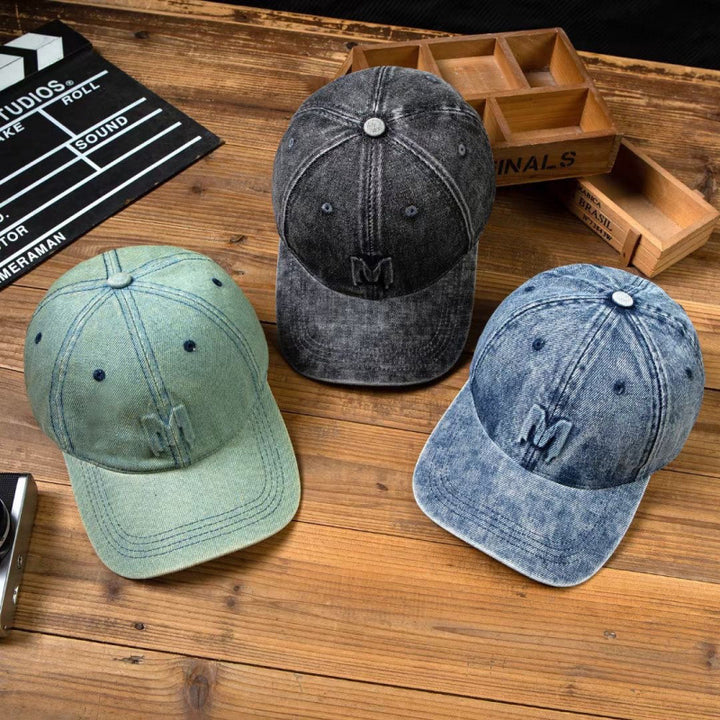 Men's Distressed Denim Baseball Cap Bowlift