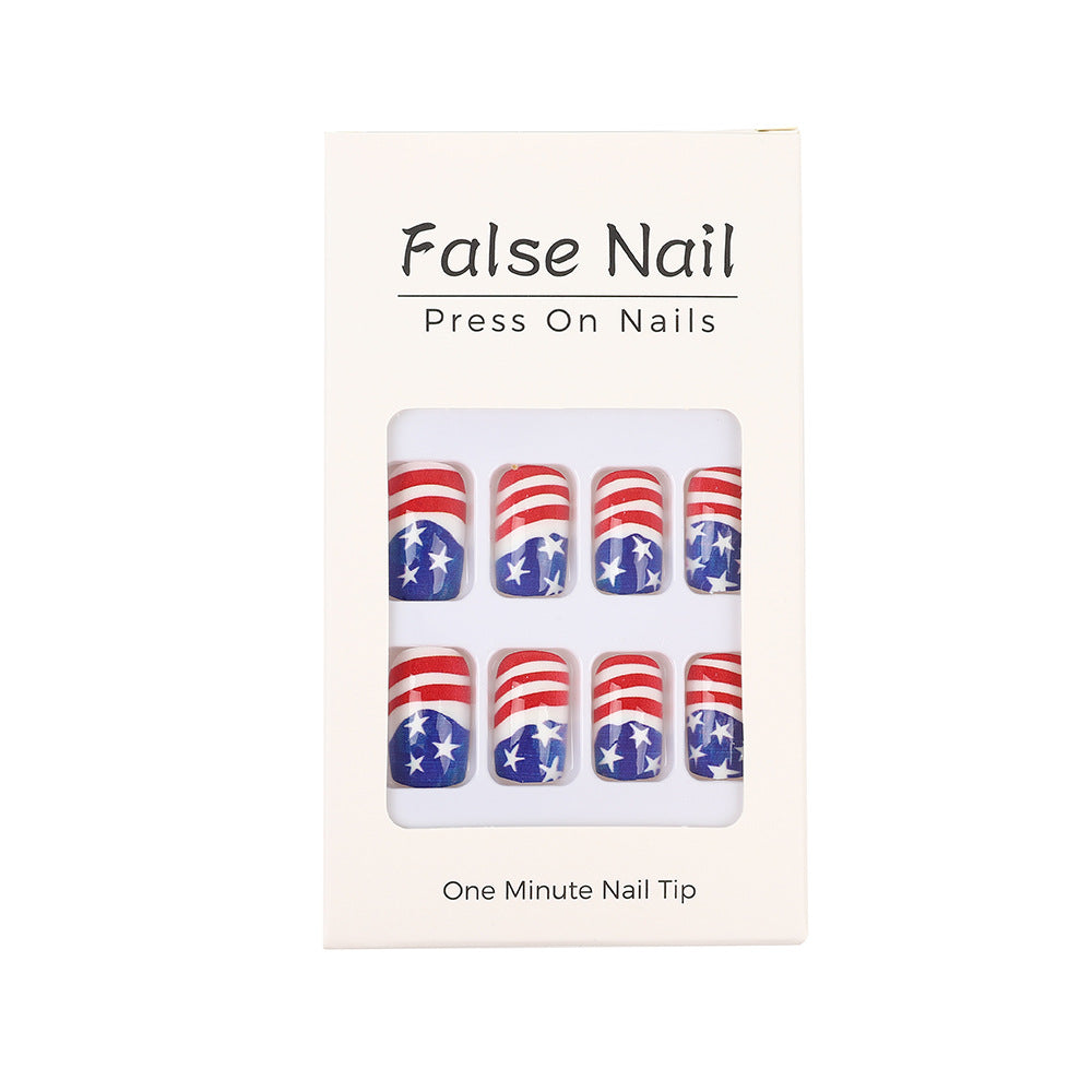 Artificial nails in patriotic Stars and Stripes design Bowlift