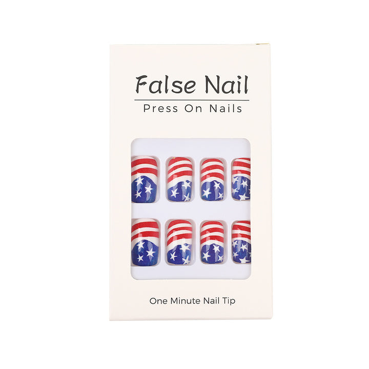Artificial nails in patriotic Stars and Stripes design Bowlift