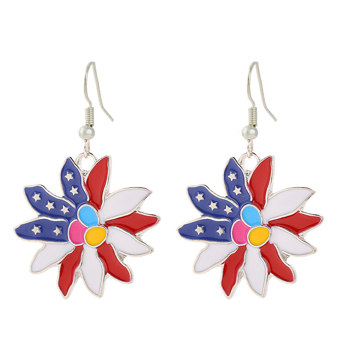 Ladies enamel earrings horseshoe with star stripe motif Bowlift