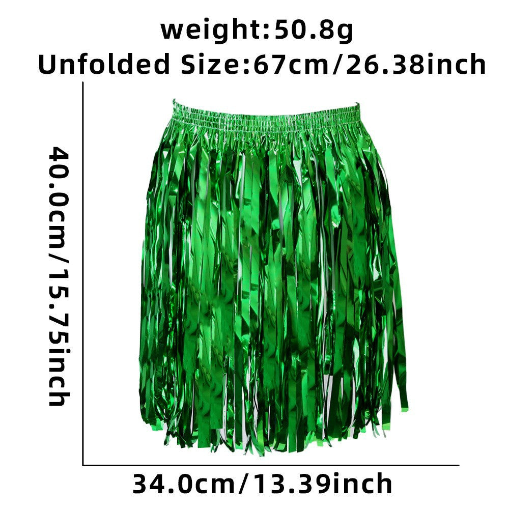 Women's nan metallic foil fringe hula skirt with elastic waistband party costume Bowlift