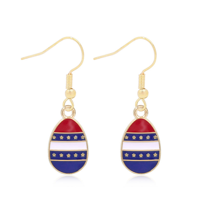Women's star-shaped enamel earrings with USA flag motif and gold-plated fish Bowlift