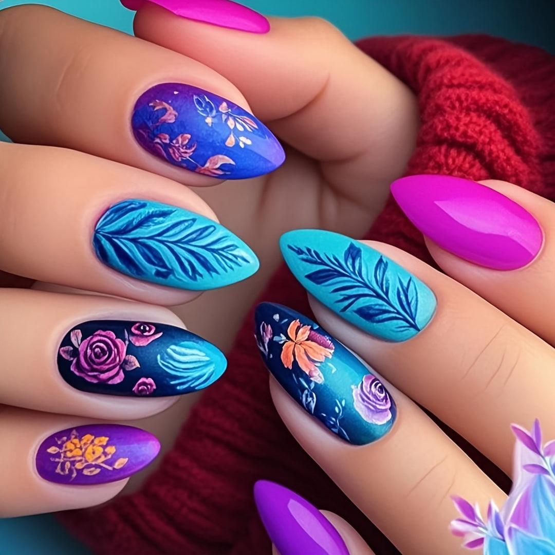 Artificial nails with floral designs Bowlift