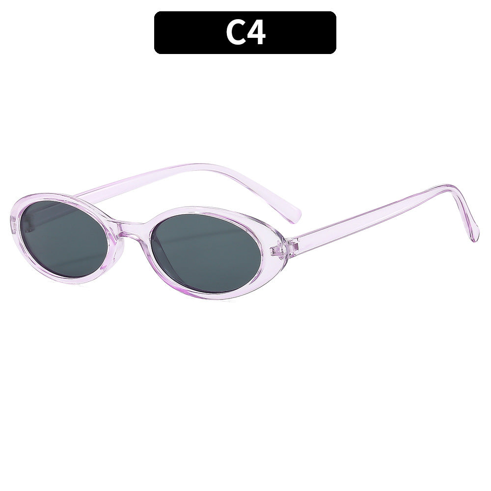 Retro-Inspired Slim Oval Sunglasses