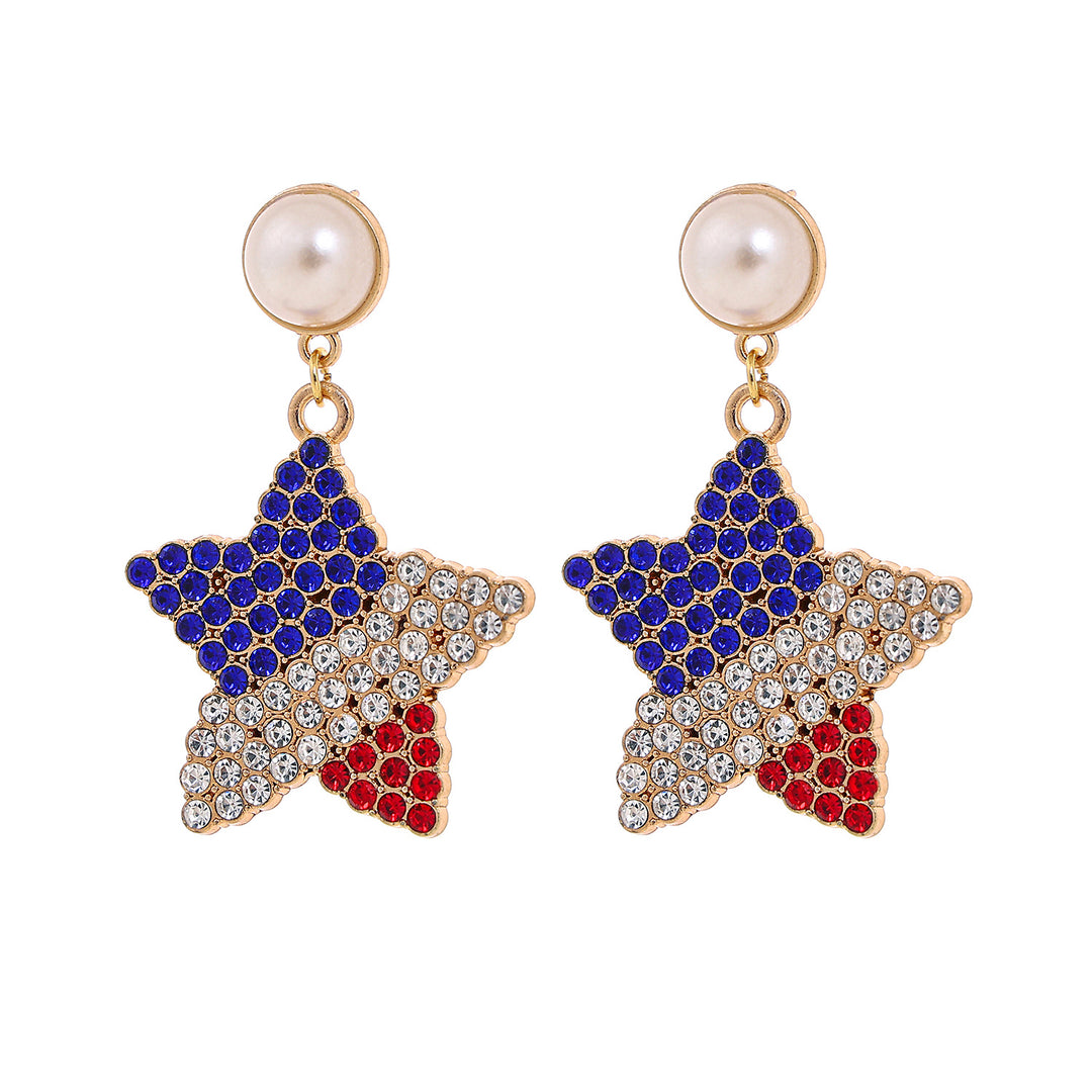 Ladies' eye-catching statement earrings with pearl stud and USA number pendant Bowlift