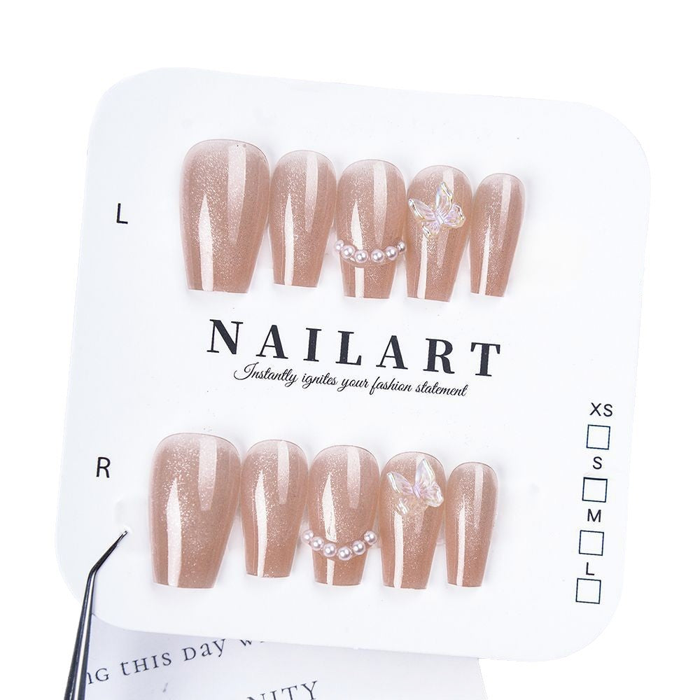 Elegant Stiletto Press-On Nails with Decorative Floral Accents Bowlift