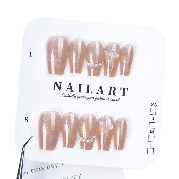 Elegant Stiletto Press-On Nails with Decorative Floral Accents Bowlift