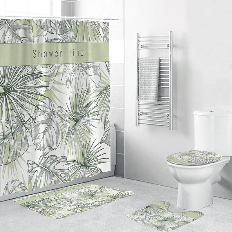 Tropical Leaf Print Bathroom Set Bowlift