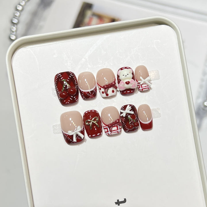 Whimsical Dessert-Themed Press-On Nail Art Set Bowlift