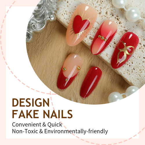 Artificial nail set with romantic heart designs Bowlift