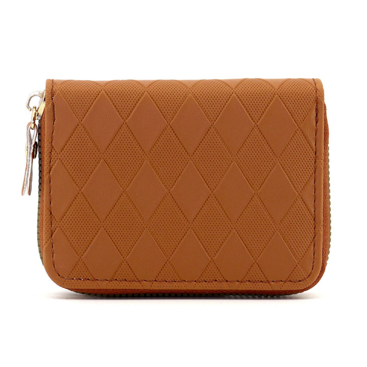 Elegant Diamond-Patterned Zip Wallet